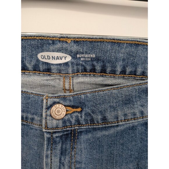Old Navy Boyfriend Jeans Women Size 16 Tall Mid Rise Patchwork Distressed Grunge - Picture 8 of 12